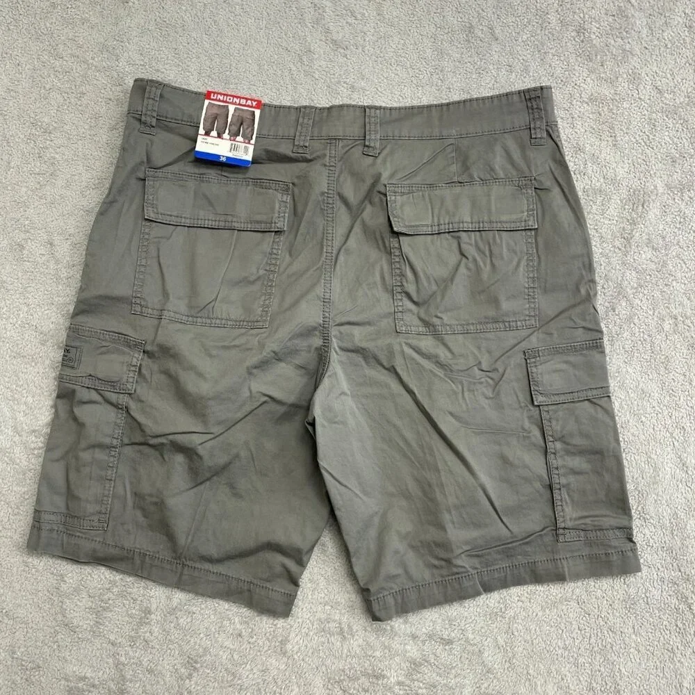 NEW Unionbay Men's 36 Gray Cargo Shorts Cotton & Spandex Casual